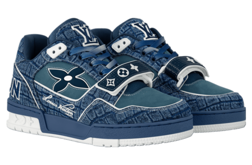 LV Trainer Blue with Croc Embossed Denim - Image 2