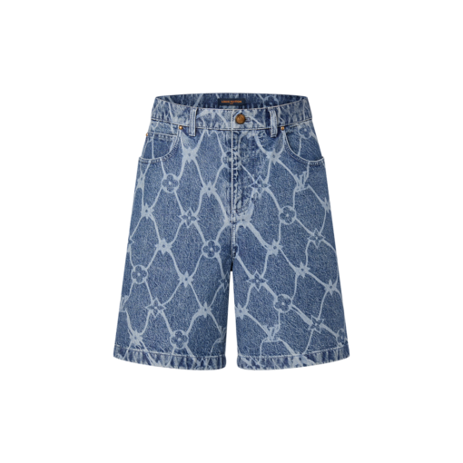 LV Monogram Printed Denim Shorts