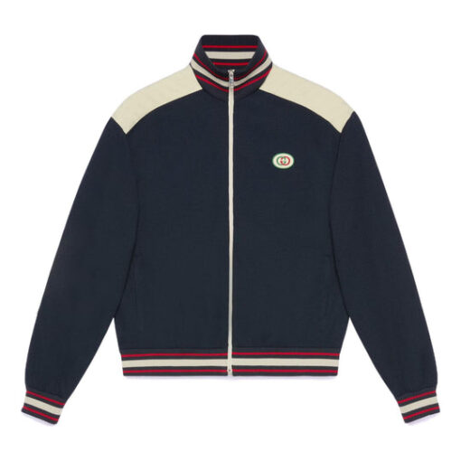 Gucci Cotton Jersey Zip Jacket 'Navy'