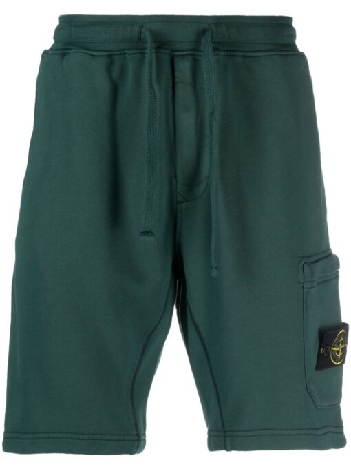 Stone Island logo-patch track shorts forest green