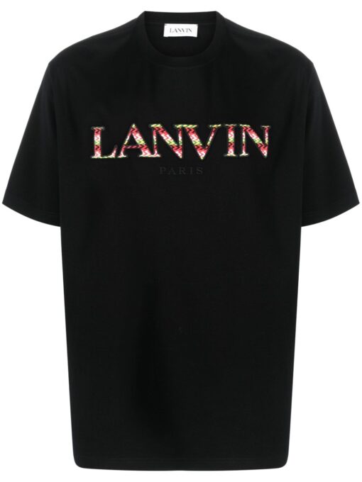 Lanvin Curb logo-embroidered cotton T-shirt black