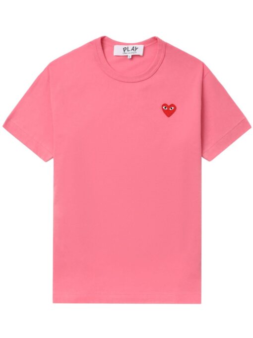 Comme Des Garçons Play logo-appliqué cotton T-shirt coral pink