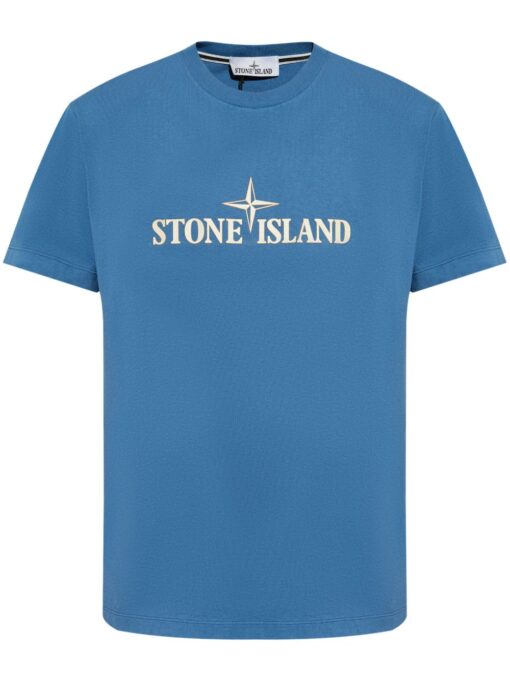 Stone Island Compass-print cotton T-shirt cornflower blue