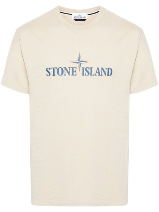 Stone Island logo-print cotton T-shirt beige