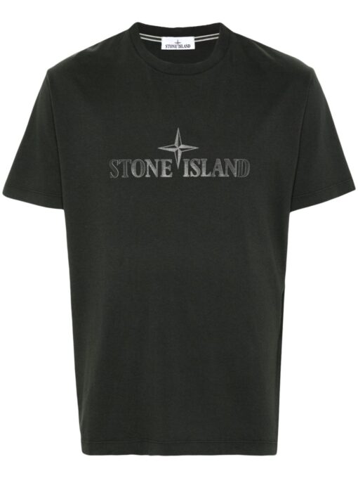 Stone Island logo-rubberised cotton T-shirt