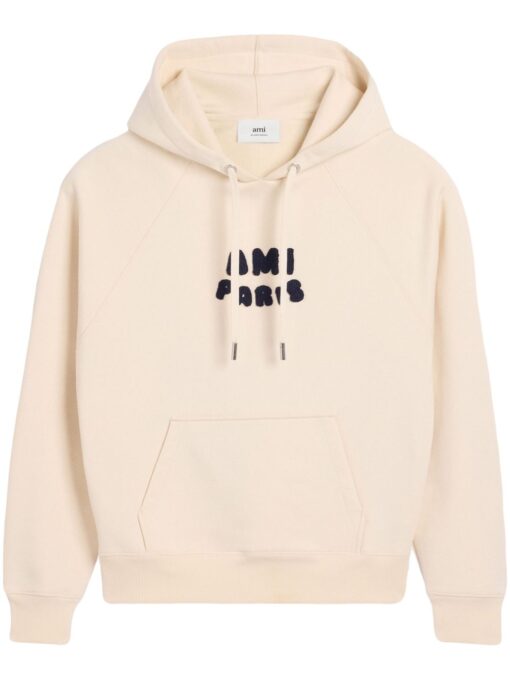 AMI Paris logo-applique hoodie light beige