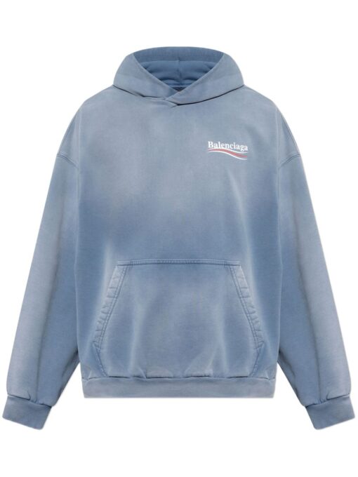 Balenciaga logo-print hoodie blue