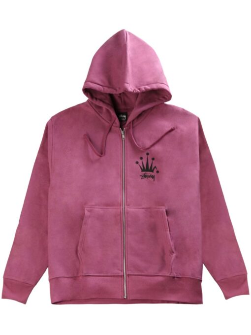 Stüssy logo-print cotton hoodie raspberry pink