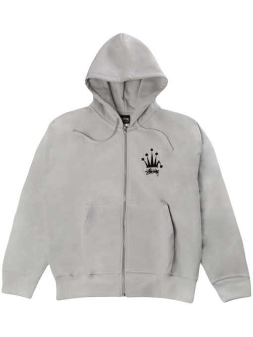 Stüssy crown-print hoodie grey