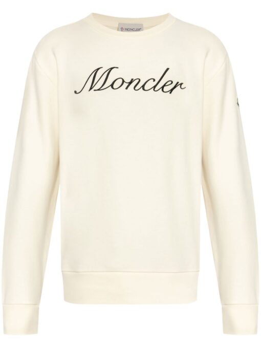 Moncler logo-embroidered sweatshirt ecru