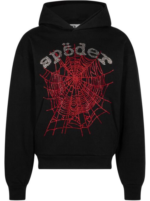 SP5DER Rhinestone OG Web V2 "Black" hoodie