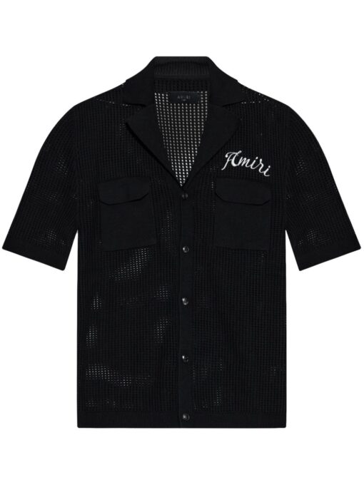 AMIRI logo-embroidered shirt black