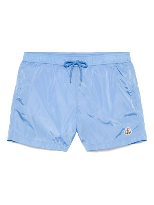 Moncler swim shorts with logo patch cornflower blue