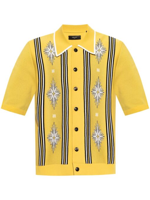 AMIRI Patterned Polo Shirt Mustard Yellow