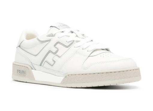 FENDI Match FF-appliqué leather sneaker chalk white - Image 2