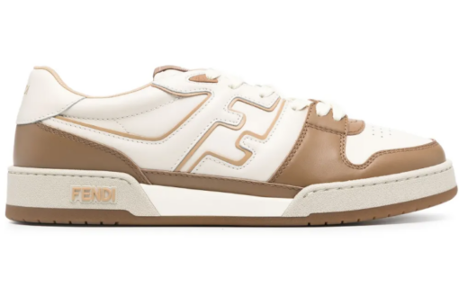 FENDI Match FF-appliqué leather sneaker light beige/brown