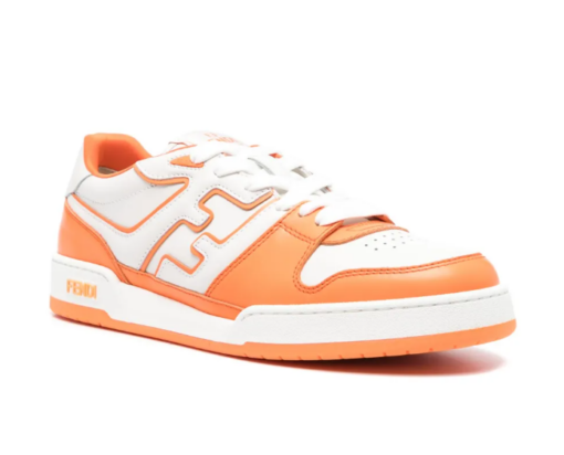 FENDI Match leather sneaker white/carrot orange - Image 2