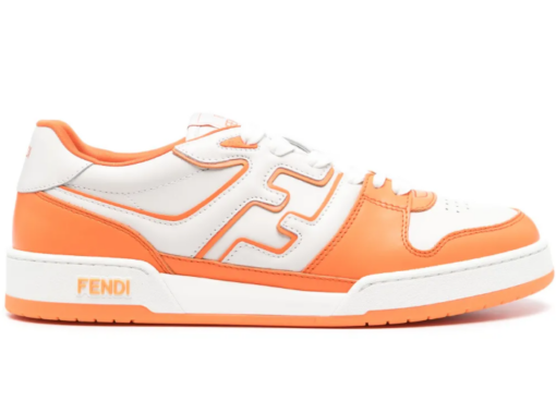 FENDI Match leather sneaker white/carrot orange