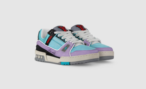 LV New Trainer Sneaker Blue - Image 4