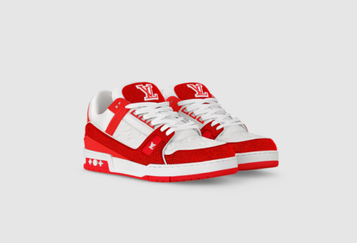 LV New Trainer Sneaker White Red - Image 2