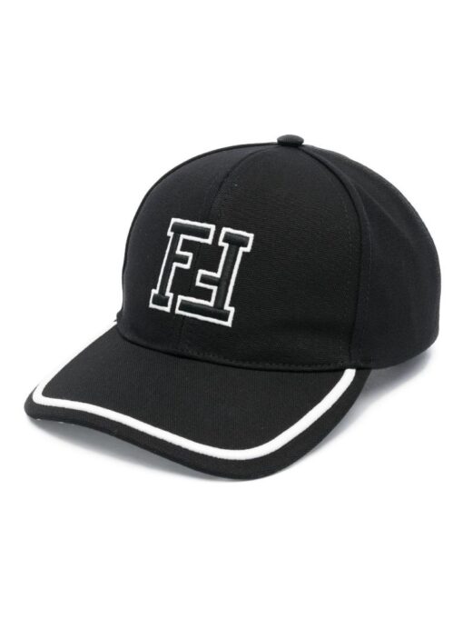 FENDI FF-logo embroidery cotton baseball cap black/white