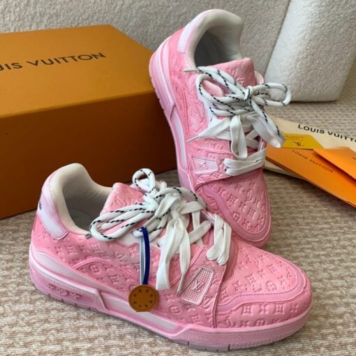 LV New Trainer Sneaker Pink Cowhide - Image 2